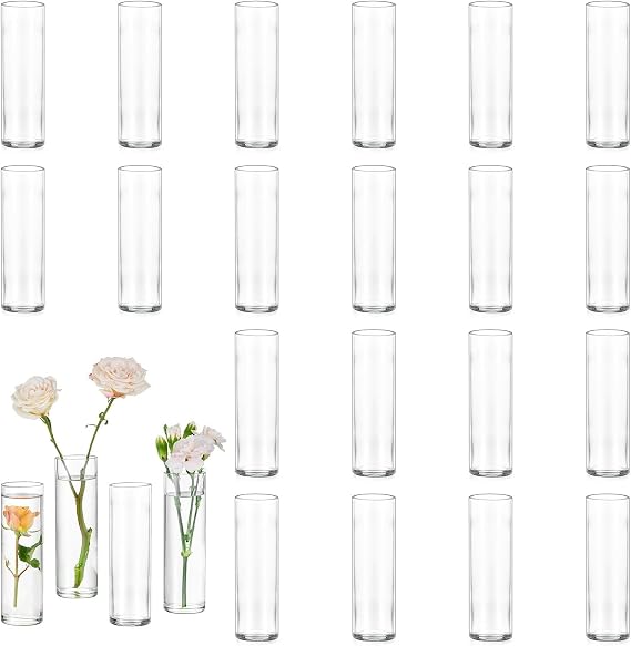 Glasseam Glass Vase Cylinder for Centerpieces Table Decoration Small Vase Glass