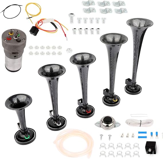 5 Trumpet Dixie Musical Air Horn Kit Compressor for 12V Vehicles