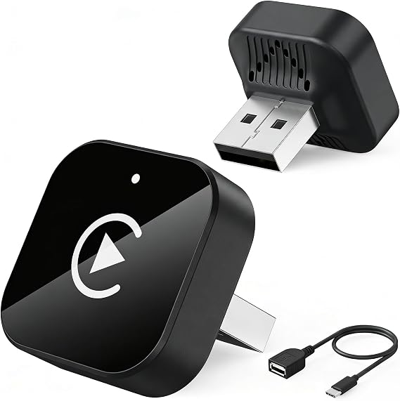 (2026 Upgraded) 2 in 1 Wireless CarPlay Adapter for Apple iPhone&Android