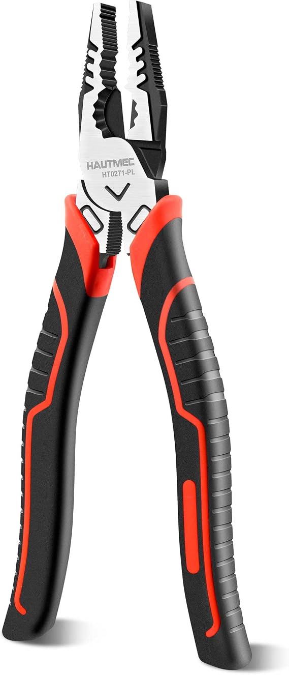 HAUTMEC 9" Linesman Pliers,High Leverage Combination Pliers Multifunctional Heavy Duty Lineman Tools HT0271-PL