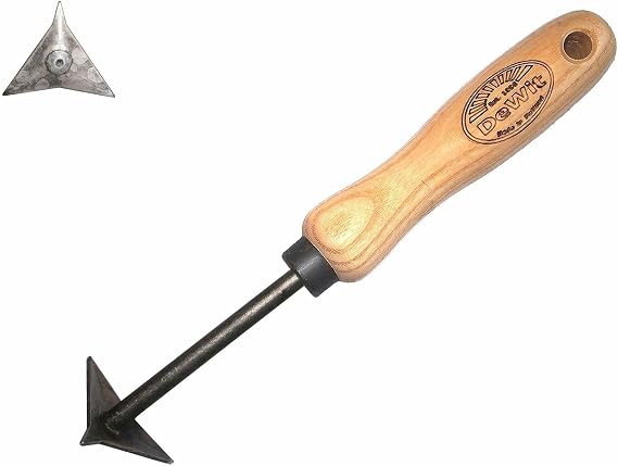 DeWit Triangle Patio Knife Heavy-Duty Weeding Tool with V-Shaped Blade Ideal for Walkways, Patios, and Hard-to-Reach Cracks Eco-Friendly Gardening Handcrafted in Holland 9.5" Long