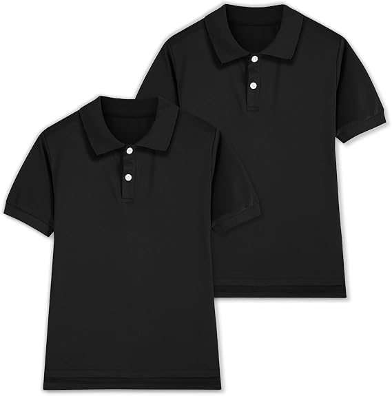 2-Pack Boys Polo Shirts Pique Boys School Uniform Shirts Age 5-14Y