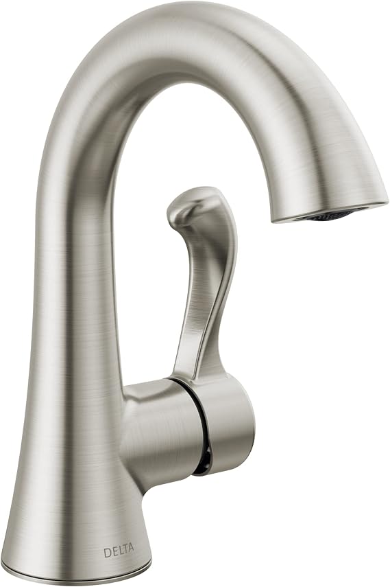 Delta Faucet Esato Tek Delikli Banyo Bataryası Fırçalanmış Nikel, Tek Kulplu Banyo Bataryası, Banyo Lavabo Bataryası, Tahliye Montajı Dahil, Spot Korumalı Fırçalanmış Nikel 15897LF-SP