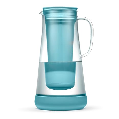 LifeStraw Home Glass Water Filter Pitcher, 7-Cup, Juniper