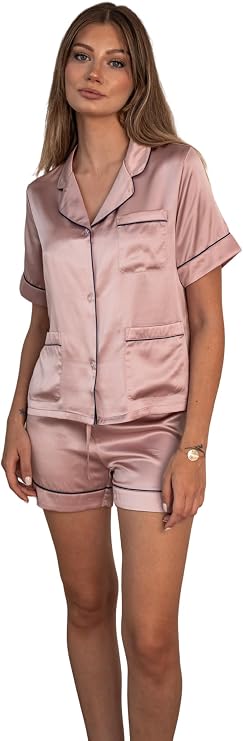 ICON SILK%100 Saf İpek Şortlu Pijama Takımı