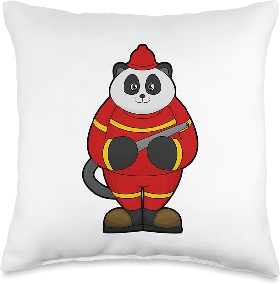 Panda Firefighter Fire hose Fire department Throw Pillow
