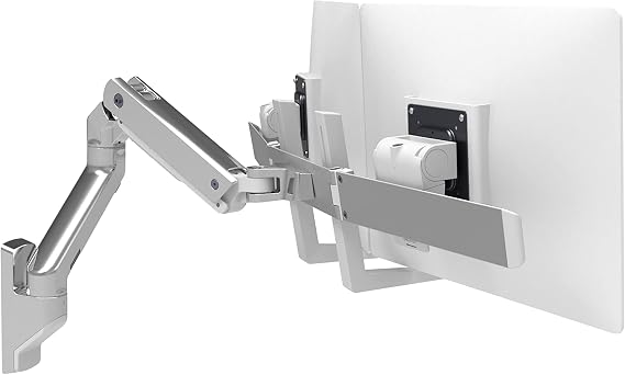 Ergotron HX Dual Monitor Arm, VESA Wall Mount for 2 Monitors Up to 32 Inches, 5 to 17.5 lbs Each Polished Aluminum