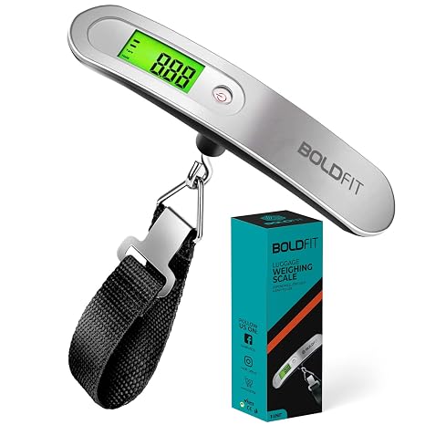 Boldfit Weight Machine For Luggage Weighing Scale For Luggage Capable Upto 50 Kg Weight Luggage Weight Machine Weighing Machine For Luggage With LCD Display Luggage Weighing Scale, Grey