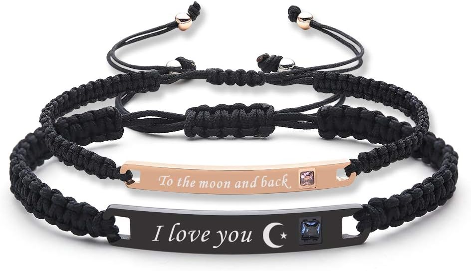 IEFSHINY Couple Bracelet His and Hers Bracelet, Relationship Bracelet Couples Boyfriend Girlfriend Bracelet Matching Bracelet Anniversary Promise Gift 2 Pcs