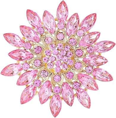 Exquisite Crystal Flower Corsage Bouquet Brooch Pin for Women Girls Rhinestone Floral Lapel Pins Clip Sweater Coat Scarves Dress Suit Badges Brooches Pins Fashion Jewelry Gifts Wedding