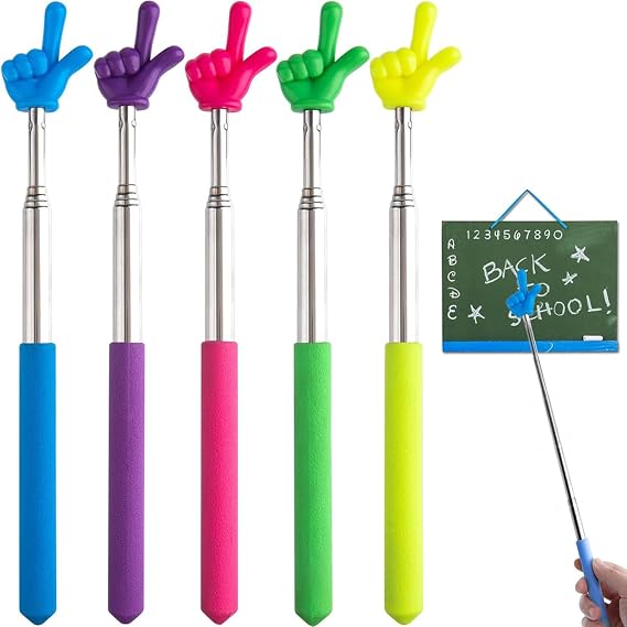 Pointer Finger Stick, 5 Pcs Teacher Pointer Stick Retractable Hand Pointer Stick for School Reading Classroom Presentations