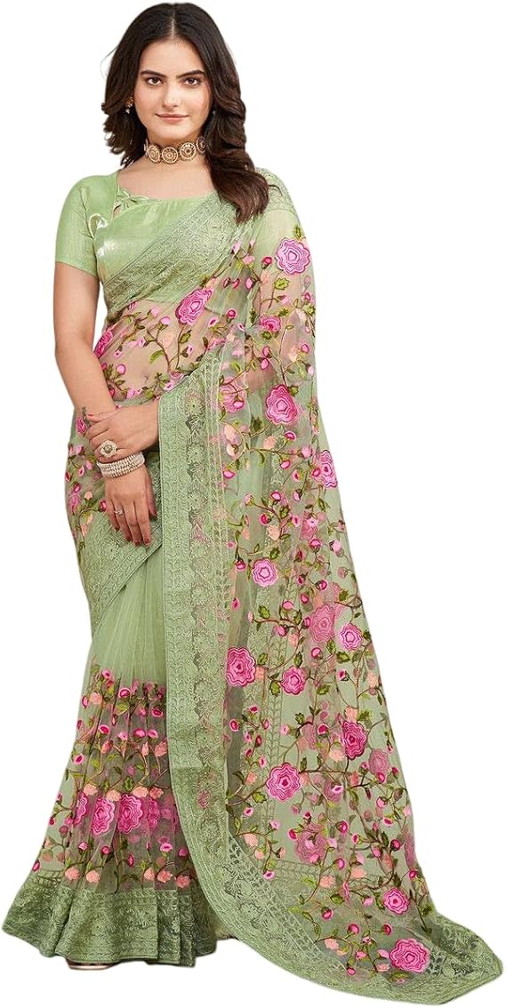 Indian Trendy Women's Bollywood Sequin Embroidered Sari Festival Saree Unstitched Blouse Piece for women