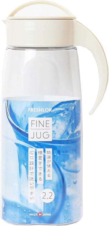 Takeya Chemical Industry TAKEYA Fine Jug 74.4 fl oz 2.2 L Milk White Heat Resistant to 100 Degrees Can Be Placed Horizontally Easy to Clean with Wide Mouth