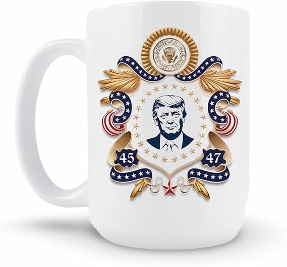 Hogg Patriotic Coffee Mug - Presidential Emblem, 15 oz Ceramic Funny Coffee Mugs for Men, Political Gag Gifts for Republicans, Conservative Dad Gifts