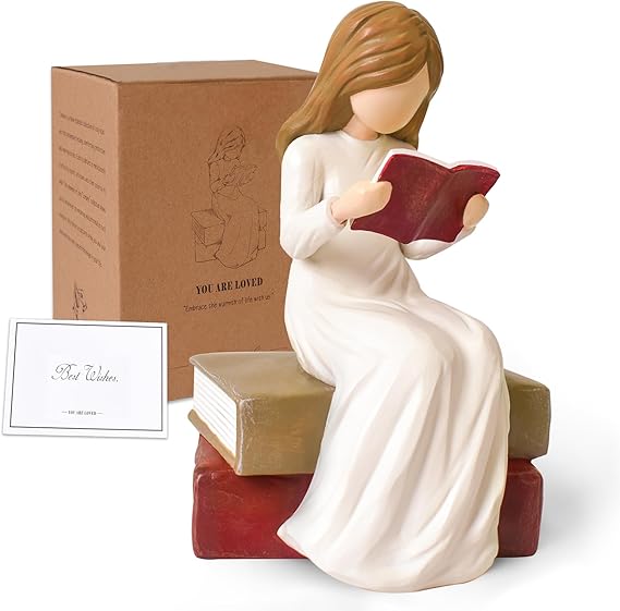 Cuayaes Book Lovers Gifts for Readers Women, Bookshelf Decor Figurine