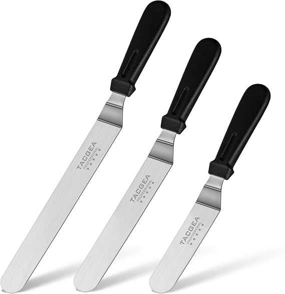 Icing Spatula, Angled Offset Cake Spatula with 6", 8", 10" Stainless Steel Blade Set of 3