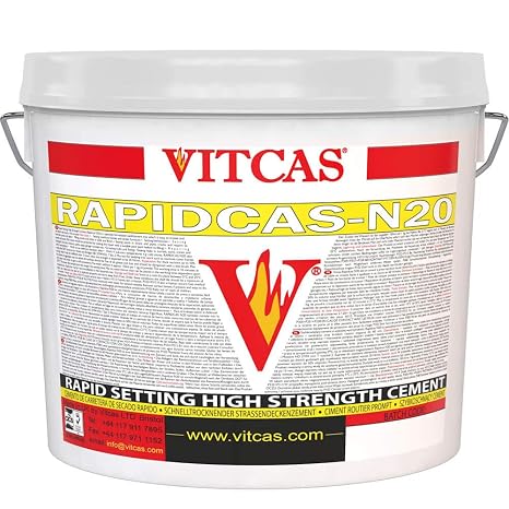 VITCAS 25kg Rapid Setting Cement- RAPIDCAS N20 - Fast Setting Repair Cement- Heat Resistant- Extra Rapid- Durable Repairs and Patching