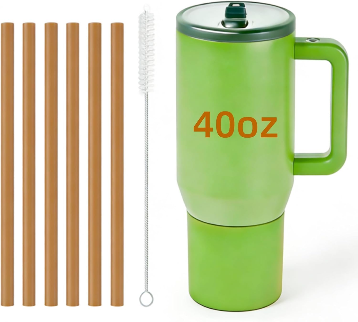40oz Straws Compatible For Hydrojug Traveler,6Pcs Reusable Plastic Straws Compatible with Hydrojug Cup,1 Cleaning Brushes (Coffee)