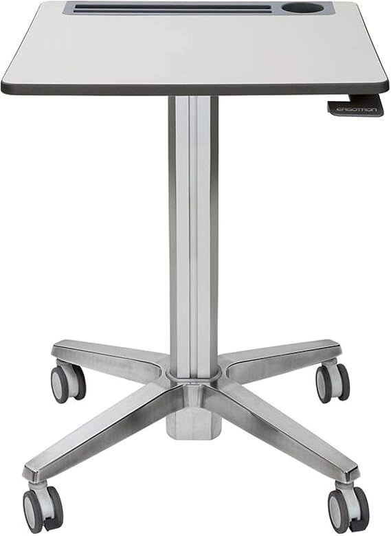 Ergotron LearnFit Mobile Standing Desk, Adjustable Height Small Rolling Laptop Computer Sit Stand Desk with Wheels for Classroom, Office, Medical or Home Use Adjusts from 33 to 49 Inches Grey