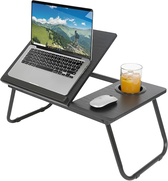 Harbour Housewares Folding Lap Desks with Cupholder - Black
