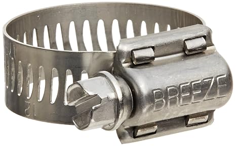 Breeze - 64012H Power-Seal Stainless Steel Hose Clamp, Worm-Drive, SAE Size 12, 11/16" to 1-1/4" Diameter Range, 1/2" Bandwidth (Pack of 10)