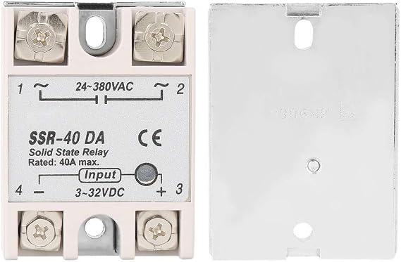 SSR Single Phase Relay, Single Phase DC-AC Solid State Relay SSR-40DA 40A Input 3-32V DC Output 24-380V AC for Automatic Control System Machinery CNC Machine Tool
