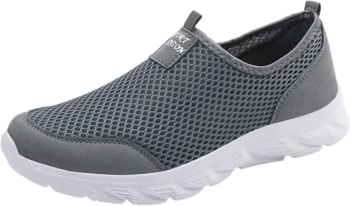 Men Shoes Summer Lightweight Breathable Casual Shoes Single Mesh Casual Running Shoes Sneaker for Men Casual (Grey, 7.5)
