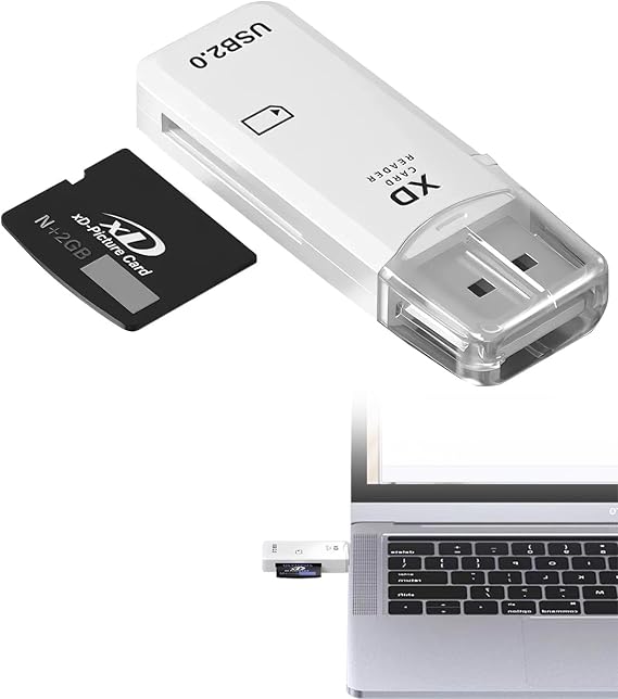 USB2.0 128GB XD Memory Card Reader XD Picture Card Adapter Plug and Play for Fujifilm Olympus Camera Windows Mac OS Linux | プラグアンドプレイ、Windows Mac OS Linux用Fuji Olympusカメラ用ホワイト1個。