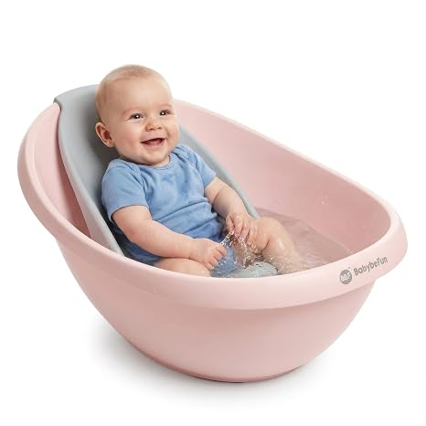 BabybeFun Baby Bath with Bath Insert for Newborns [Test Winner] Non-Slip Baby Bath for Babies and Toddlers [0-12 Months] Baby Bath for Shower Bathtub Pink