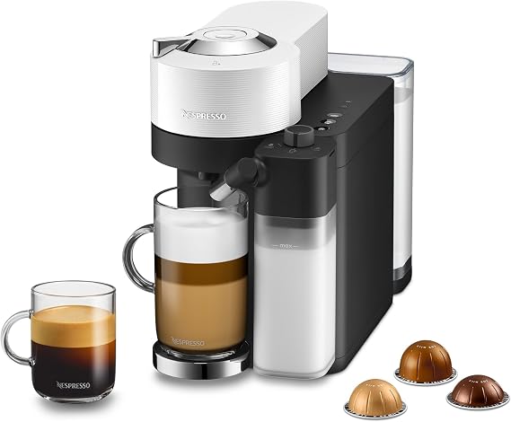 Nespresso Vertuo Lattissima Coffee & Espresso Maker by De'Longhi, White | Matte white and glossy finish with one touch milk recipes and
