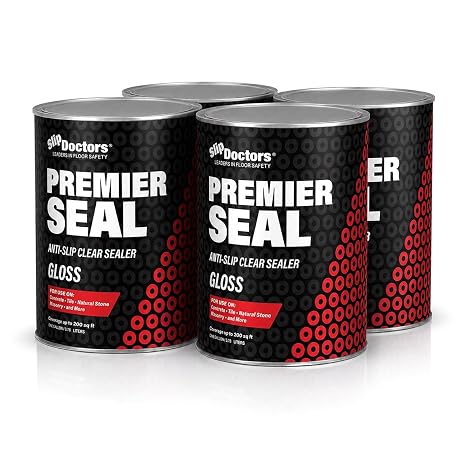 Premier Seal Non-Slip Concrete & Paver Sealer Clear Anti-Slip Sealant for Pool Decks, Driveways & Garages - Gloss Finish (4)