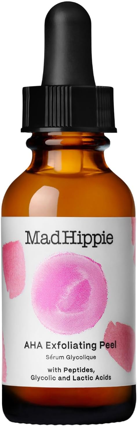 Mad Hippie AHA Exfoliating Peel + Eye Cream Pack Lactic & Glycolic Acid Peel, Goji Berry, Peptides, Hyaluronic Acid & Niacinamide, Discoloration Correcting Serum, Anti-Aging