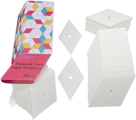 300pcs 2 Inch Diamond 60 Degrees Paper Piecing Paper for Quilting DIY Sewing Crafts,6 Point Diamond Paper Piecing Templates