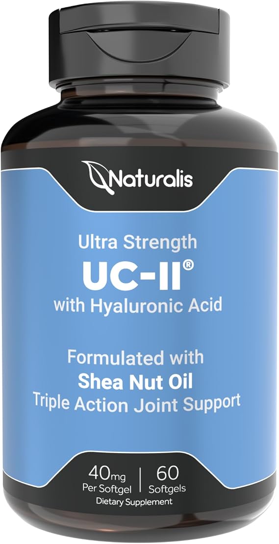 Naturalis UC-II 40 mg 60 Softgels | Joint Health, Mobility & Flexibility* | Bio-Enhanced Undenatured Type II Collagen, formulated with Hyaluronic Acid and Shea Nut Oil for comprehensive joint support.*