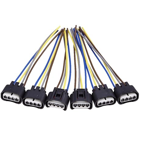 Saihisday 90980-11885 Ignition Coil Connector Plug Harness Replacement for Toyota Lexus 4-Way Female (Pack of 6)