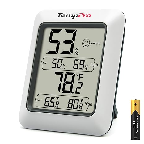 ThermoPro TP50 dijital termo-higrometre, iç mekan termometresi, higrometre, sıcaklık ve nem ölçer, oda iklimi kontrolü, oda havası kontrolü, klima monitörü için | Konfor göstergeli iç mekan higrometresi, MIN/MAX, mıknatıslı ve ayaklı, oda iklimi için (Ex-ThermoPro)