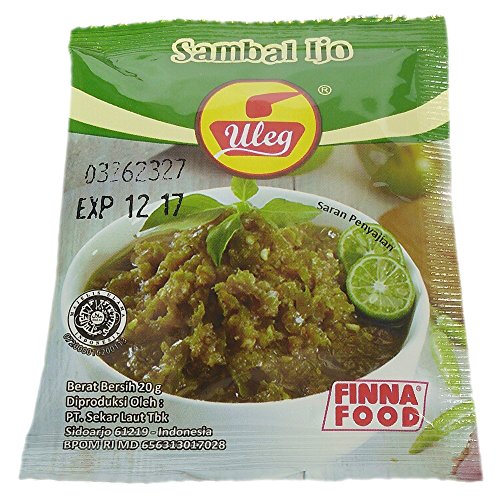 Finna Uleg Sambal Ijo Green Chili Sauce, 20 gram Pack of 10