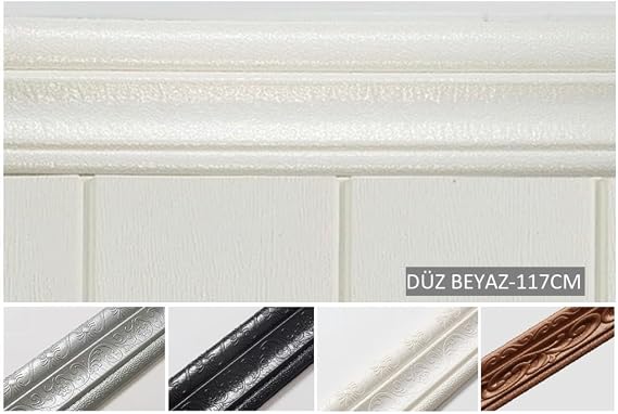 Beyaz 8x117 cm Kendinden Yapışkanlı Duvar Kağıdı Kenar Çıtası