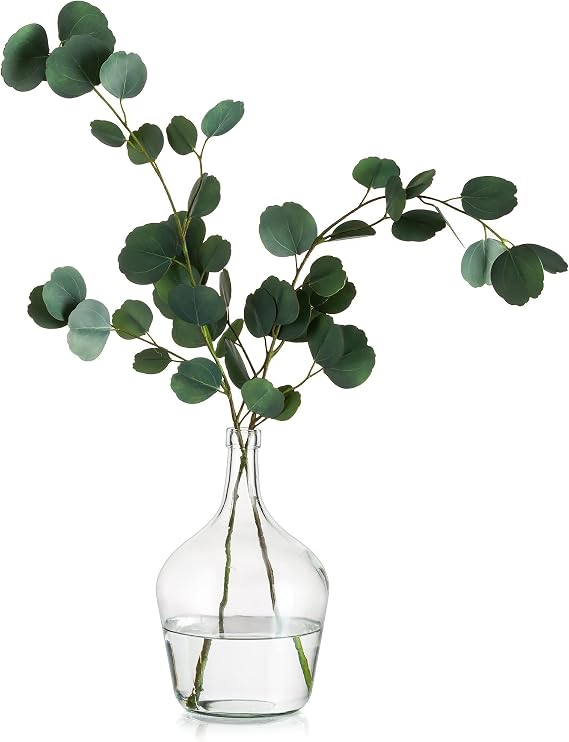 Large Glass Vase Glasseam, 10in Tall Clear Floor Vase Set, Big Farmhouse Pampas Grass Vases for Centerpieces, Modern Decorative Flower Balloon Jug for Wedding Dining Table Home Living Room Decor