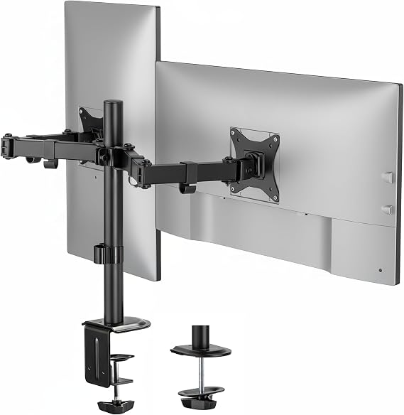 Mount-It Dual Monitor Arm, Heavy Duty Desk Mount for 2 Screens 13-32 in