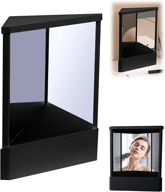 Non-Reversing Mirror for Makeup, Professional Mirror Precision True Vanity Makeup Mirrors Non-Magnifying Tabletop Mirrors for Accurate Reflections (Black, 9.06" L x 7.48" W)