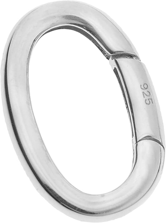 925 Sterling Silver Oval Pearl Necklace Enhancer Shortener Lobster Spring Ring Connector Clasp Carabiner Snap Clip Lock 20mm ...