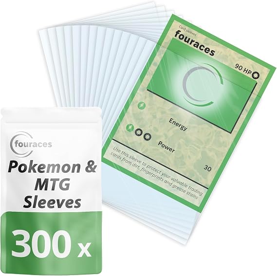 Trading Card Sleeves, 300 pcs 3.5x2.6 inch, Clear Sleeve Compatible for Playing Cards, Football, Baseball, Magic the Gathering, Basketball, Plastic Protector, Penny Sleeves