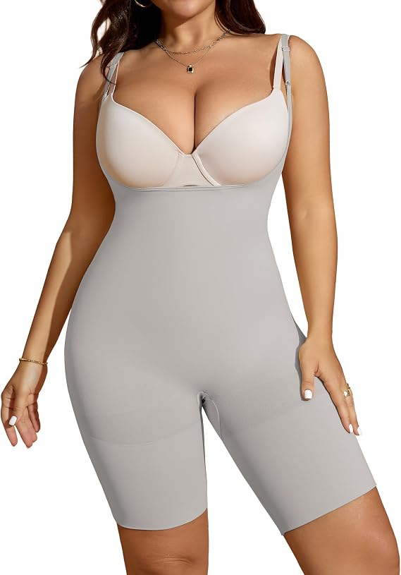 Shapewear Bodysuit for Women Tummy Control Open Bust Thigh Slimmer Body Shaper