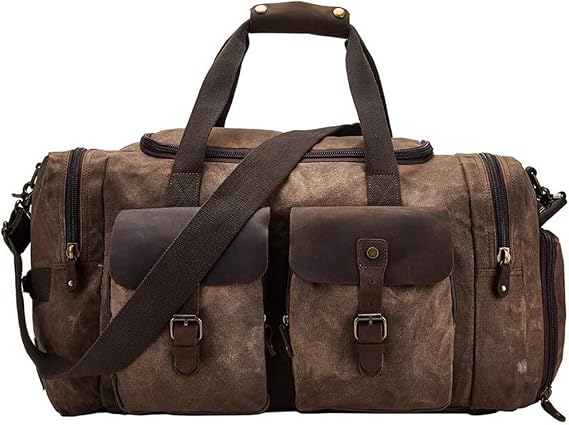 Waxed Canvas Overnight Duffel Bag for Men Women