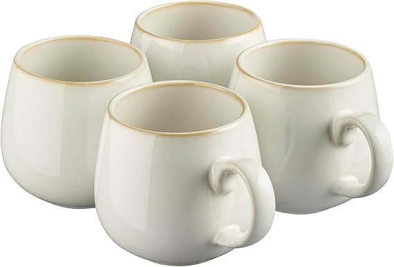 Cooks Professional Set of 4 Mugs Nordic Stoneware Mugs 350ml with Reactive Glaze Finish | Large Modern Stylish Ceramic Tea, Coffee, Hot Chocolate, Hot Drink Cups | Dishwasher & Microwave Safe | White