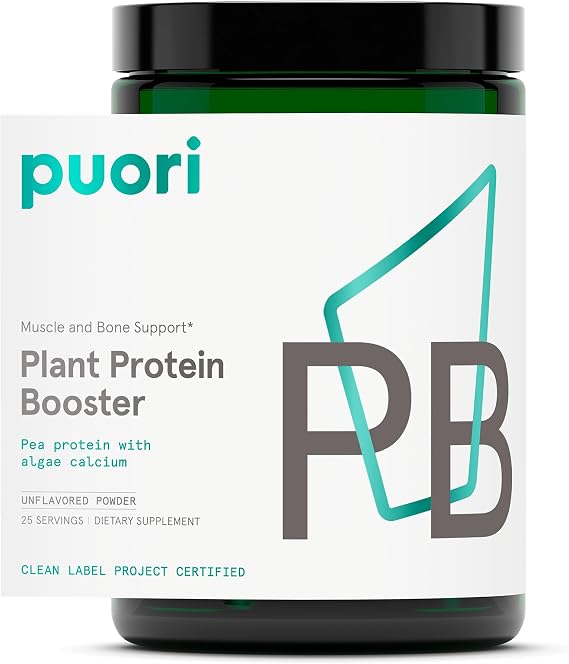 Puori PB, Vegan Plant Based Protein Powder, Unflavored, 25 Servings | Protein Powder with Pea Protein, Algae Calcium - Workout Supplement for Energy, Bone Health, Muscle Recovery & Growth