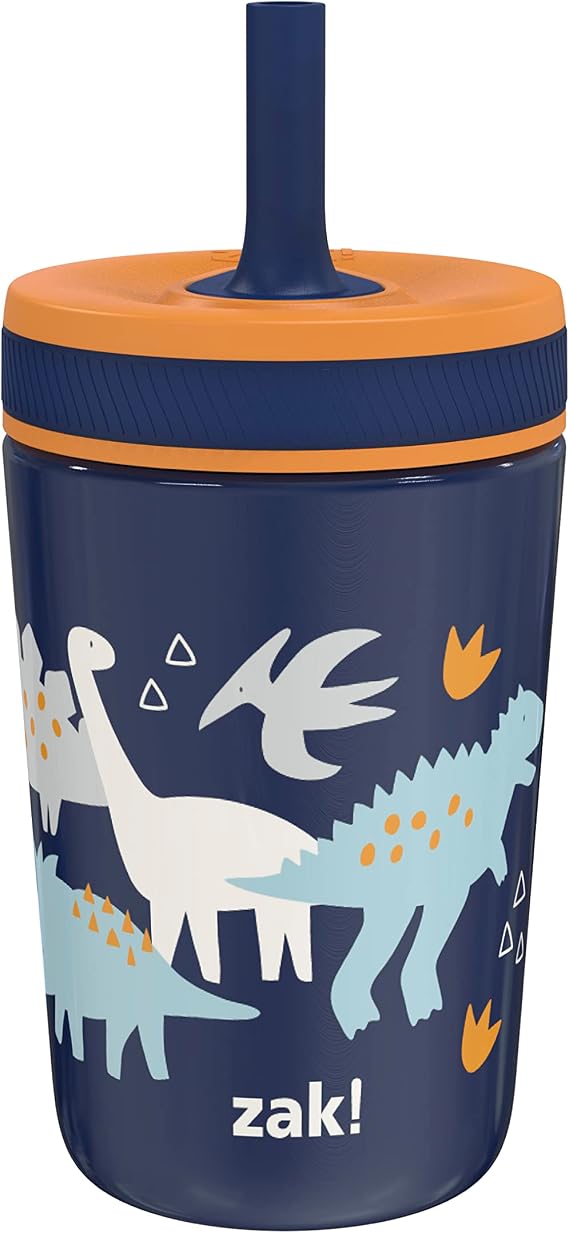 Zak Designs Zaksaurus Kelso 12oz Stainless Steel Leak-Proof Toddler Cup