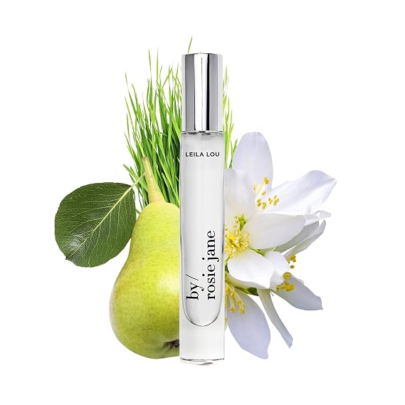 By Rosie Jane Eau De Parfum Travel Spray (Leila Lou) - Clean Perfume for Women - Essential Oil Mist with Notes of Jasmine, Pear, Fresh Cut Grass - Women's Fragrances (7.5ml)