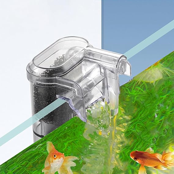 Aquarium Filter, 2.5W External Waterfall Hang on Back Fish Tank Filter 250L/H Adjustable USB Filting Equipment for Easy Maintenance and Cleaning